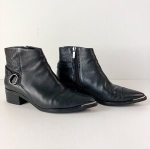Marc Fisher Mlyatina Ankle Bootie Pointed Toe Black Leather Boot Western 5.5